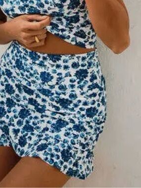 Albion Blue and White Floral Two-Piece Swim Set
